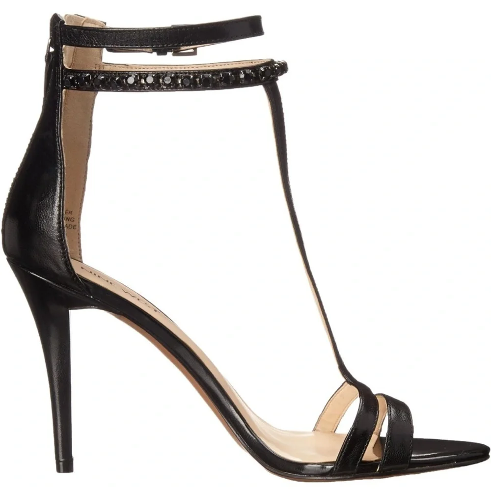 Nine West Women's Dana Leather Heeled Sandal Black 9